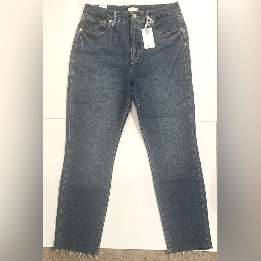 NWT Good American Good Classic Jean w/ Raw Hem Size 15 (34.5”) - Picture 8 of 11